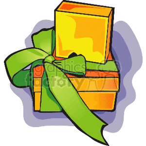 A colorful clipart image of two gift boxes with green ribbons, symbolizing celebration and gift-giving.