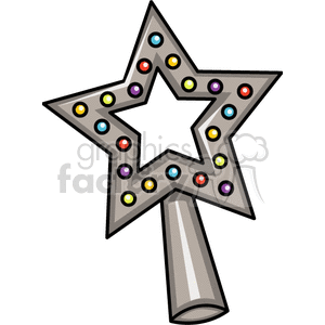 A star-shaped wand with colorful decorations, ideal for Christmas and holiday themes.