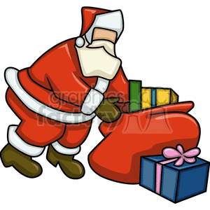 Santa Claus Filling Gift Sack