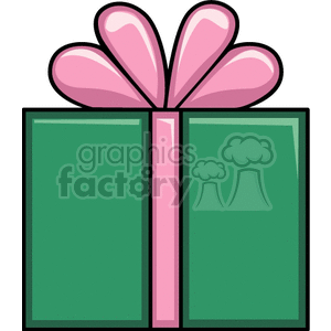 Green Gift Box with Pink Ribbon