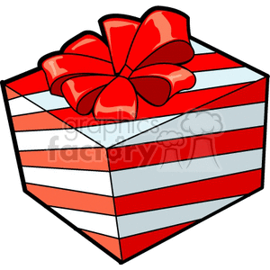 Festive Red and White Striped Gift Box