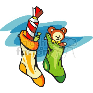 Christmas Stockings with Candy and Teddy Bear