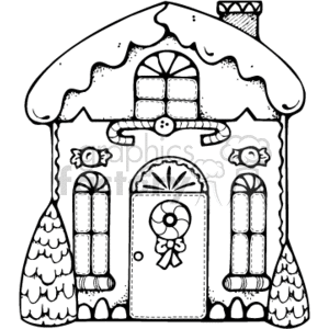 Black And White Gingerbread House With An Icing Roof Clipart Royalty Free Gif Eps Svg Clipart 143476 Graphics Factory