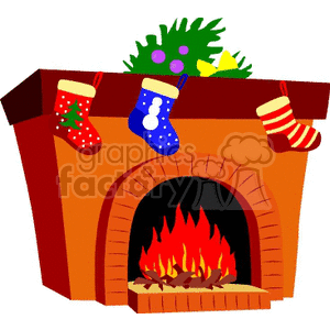 Festive Christmas Fireplace with Stockings