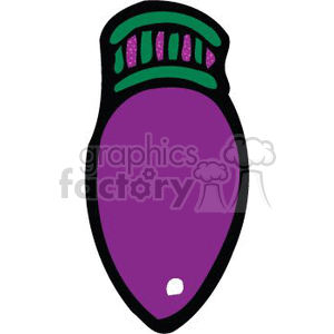   The image is of a single Christmas light bulb, typically used for holiday decorations. The bulb is purple with a green base, which has some detail suggesting it