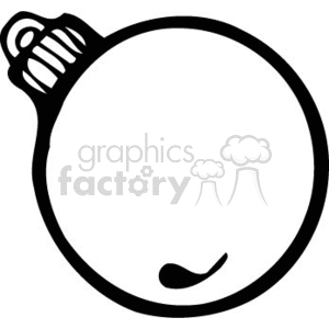 The image features a simple black and white clipart of a Christmas ornament, specifically a holiday bulb. The ornament has the traditional round shape with a decorative cap on top, that is commonly used to hang on a Christmas tree. 