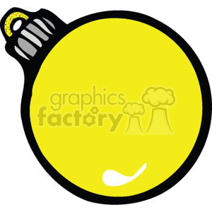 The image is a simple clipart illustration of a yellow Christmas bulb ornament. It features a solid yellow circle representing the bulb with a silver cap at the top where the ornament would hang from a hook or string.