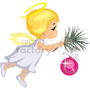 Cute Child Angel with Christmas Ornament