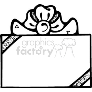 The image is a clipart of a wrapped gift or present. It features a prominent bow on the top with a decorative ribbon that extends diagonally across the front of the gift box. The wrapping seems plain, with no specific pattern visible.