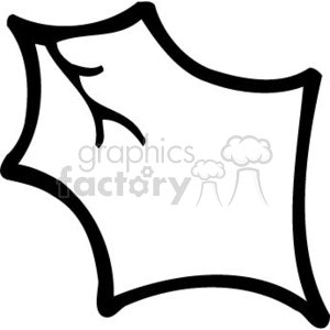 This is a simple, black and white line art illustration of a holly leaf, often associated with Christmas or holiday decorations. The image features the characteristic shape and vein details typical of a holly leaf.