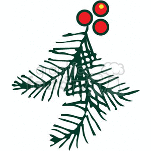 The clipart image features a stylized representation of a branch of holly, a plant often associated with Christmas. The image shows green leaves and three red berries which are characteristic of the holly plant.