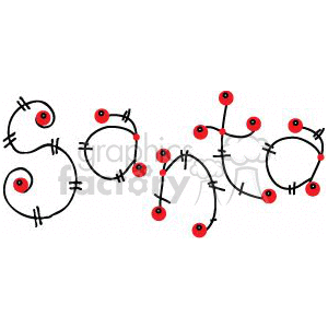 The image shows a festive Christmas design that appears to be abstract representations of Christmas decorations and wire, arranged in a way that spells out "Santa"