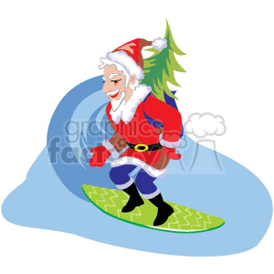 Tropical Christmas Santa Surfing