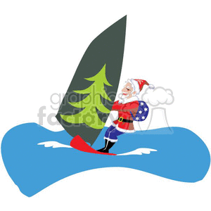 Tropical Christmas Santa Surfing