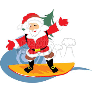 Surfing Santa Claus - Tropical Christmas