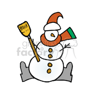 Festive Snowman with Broom