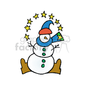 Festive Cartoon Snowman with Stars