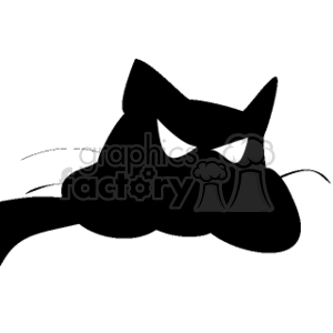 A black silhouette of a cat with an intense expression, commonly associated with Halloween themes.