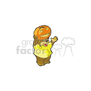 Cartoon Bear with Pumpkin Jack-o'-Lantern