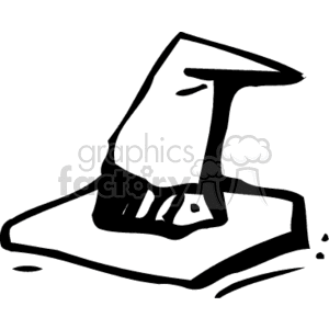 Black and white line art of a witch's hat, commonly associated with Halloween.