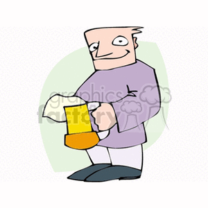 Cartoon man holding mug of overflowing beer