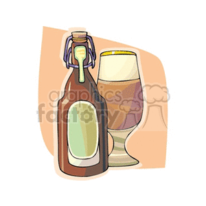 Clipart image of a brown beer bottle and a glass of beer, likely themed for St. Patrick's Day.