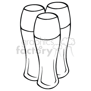   The image is a black and white line art depiction of three tall beer glasses, often associated with the celebration of Saint Patrick