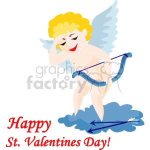   This clipart image depicts a stylized representation of Cupid, the Roman god of love often associated with Valentine