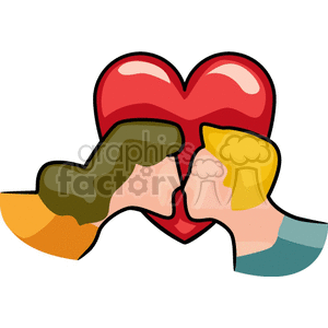 Romantic Couple Kissing with Heart