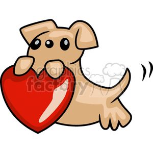 Valentines puppy holding red heart in paws