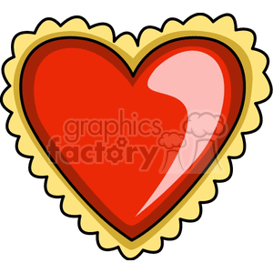 Clipart image of a red heart with a decorative yellow border, symbolizing love and Valentine's Day.