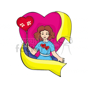 Valentine's Day : Girl with Heart Balloon