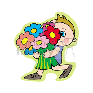 Cute Child with Flowers for Valentine's Day