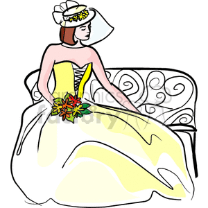 Sitted bride in yellow dress