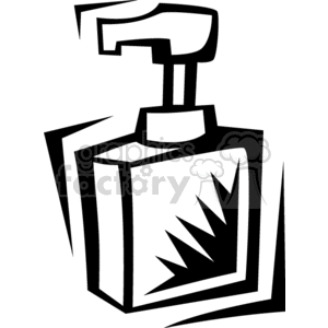 Clipart image of a stylized lotion or pump bottle with bold lines and a decorative design.