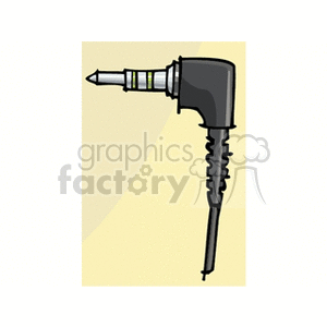 Illustration of an angled audio jack plug with a yellow background.