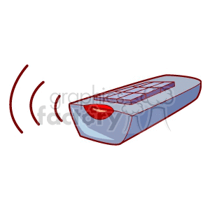 Clipart image of a remote control emitting signals, representing household electronics.