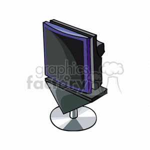 Clipart image of a retro-style television set on a modern stand.