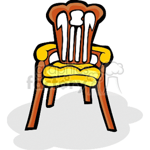 Wooden Chair with Yellow Cushion