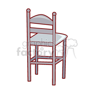A simple, gray wooden chair clipart with a slightly curved backrest and sturdy frame.