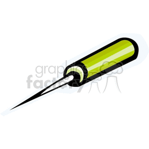 Illustration of a kitchen awl with a green handle.