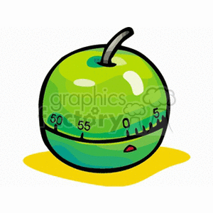 Clipart image of an apple-shaped kitchen timer.