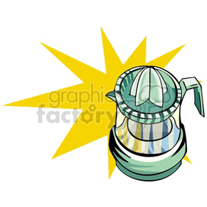 A clipart image of a manual citrus juicer with a bright background.