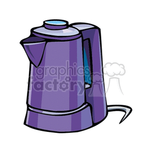 Illustration of a purple electric kettle with a cord.