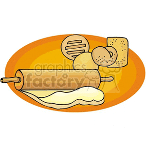 Rolling Pin and Dough with Baked Goods