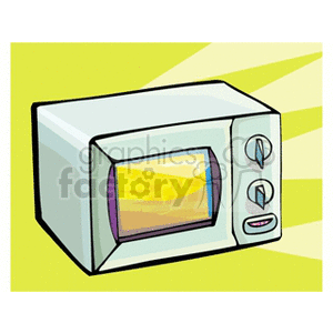 Clipart image of a microwave oven with a bright yellow background.