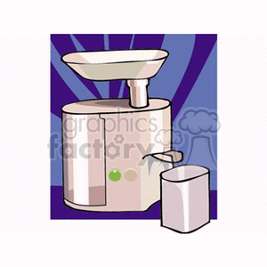 Clipart image of a kitchen mixer appliance with a container.