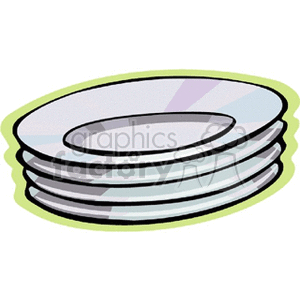 Clipart image of a stack of white kitchen plates.