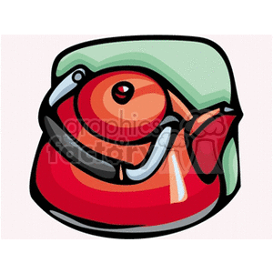 A stylized clipart of a red kettle or teapot.