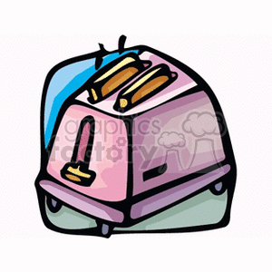 Clipart image of a toaster with two slices of toast popping out, representing a kitchen and breakfast theme.